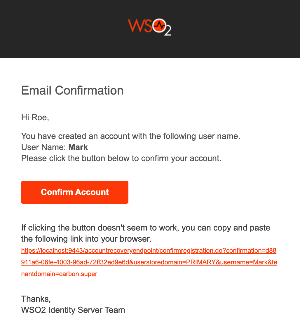 Account Creation verification email