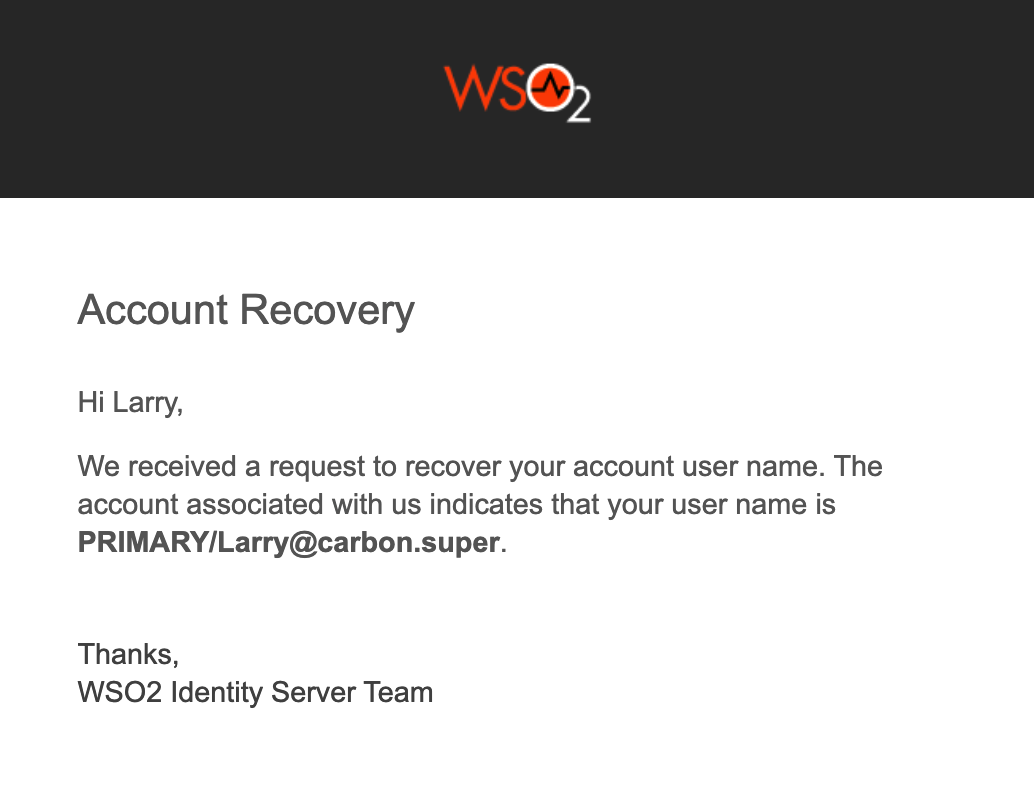 Account Recovery email
