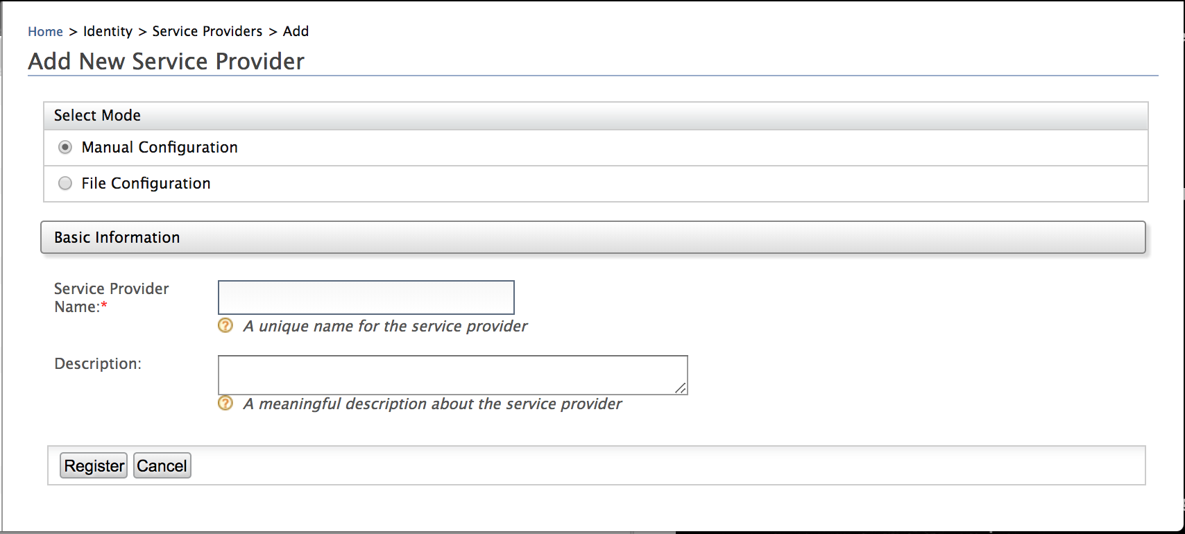 Register New Service Provider