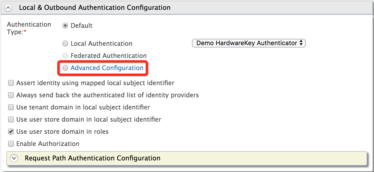 Advanced Authentication Configuration