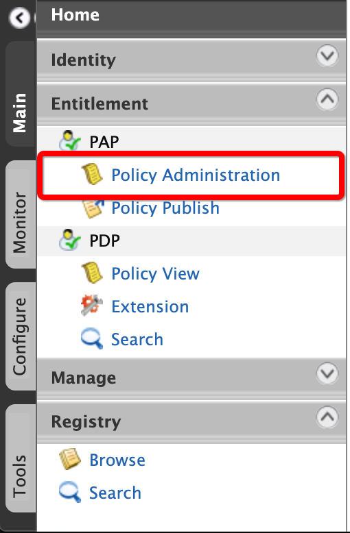 Policy Administration menu-item