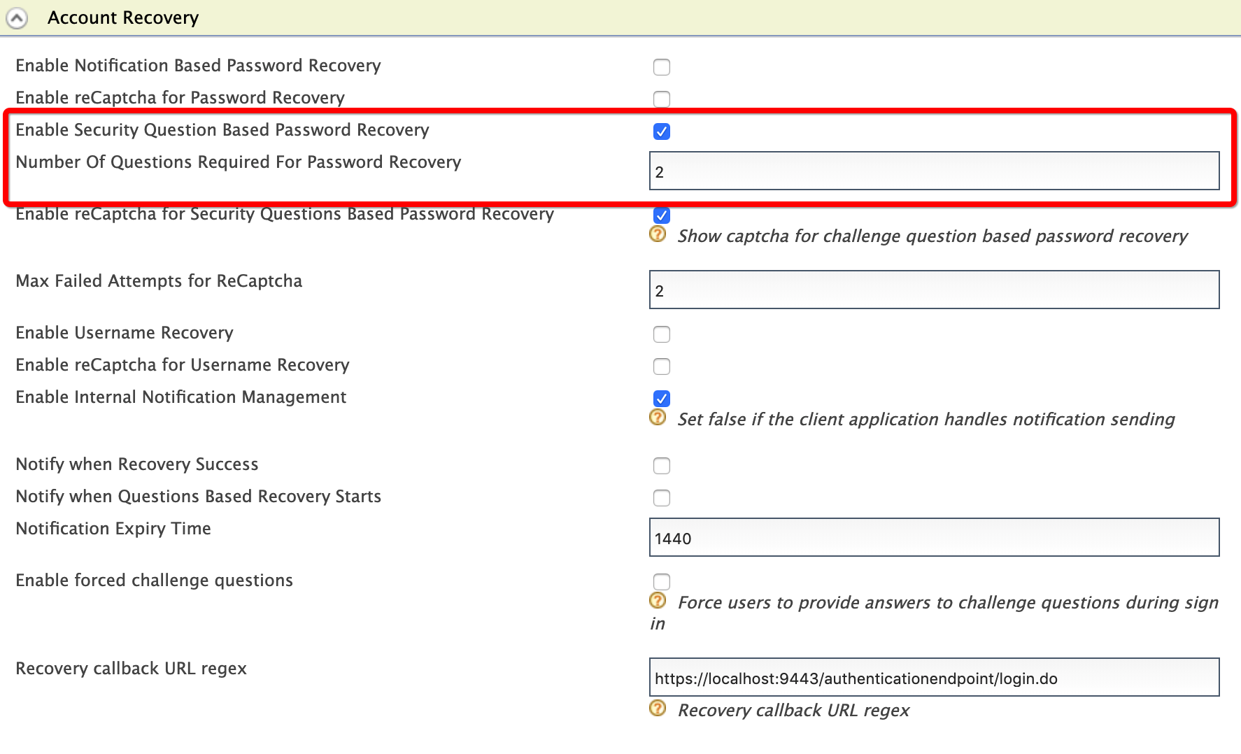 Security-Question-Based Password Recovery Option