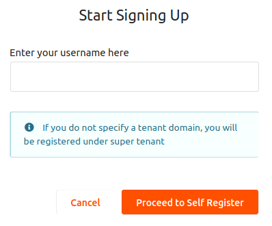 QSG self sign-up username