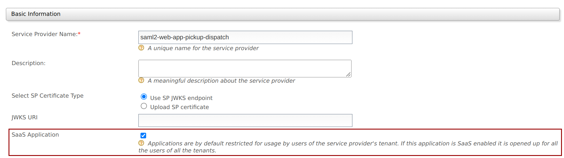 Enable servie provider as a SaaS application