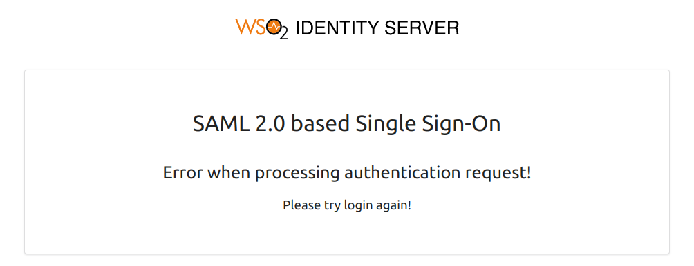Authentication error screen