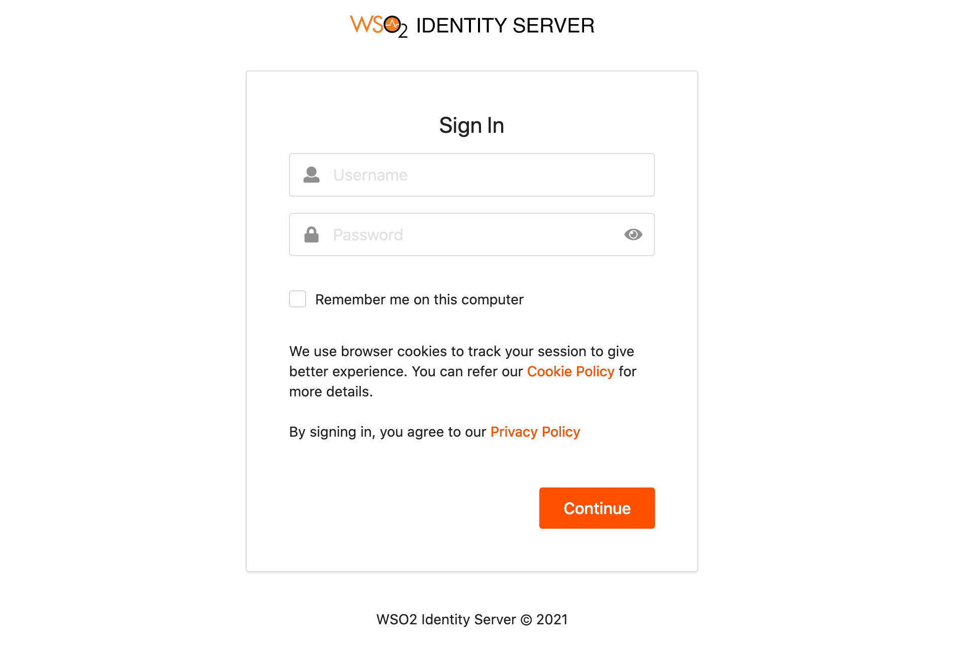 WSO2 Identity Server sign in page