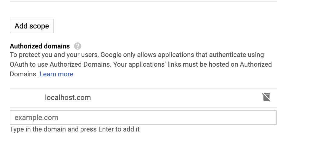 Authorized domains list