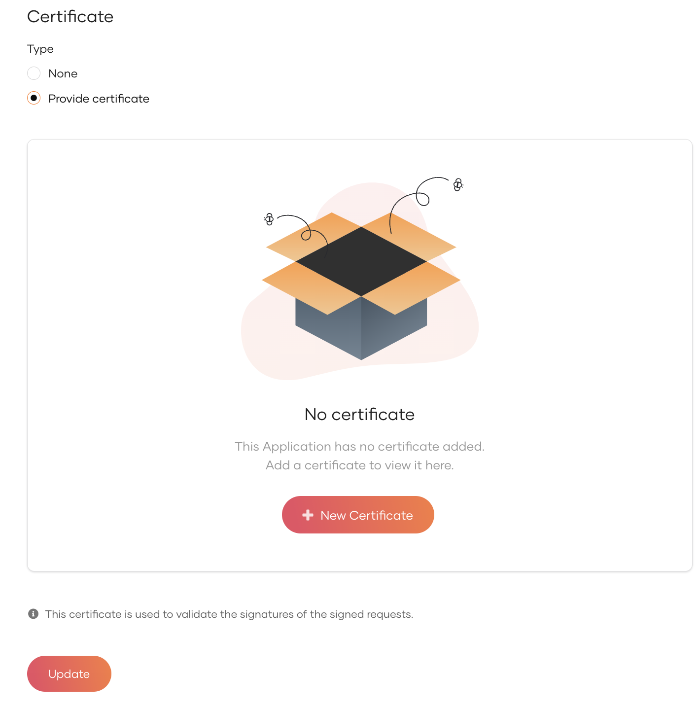 Upload app certificate