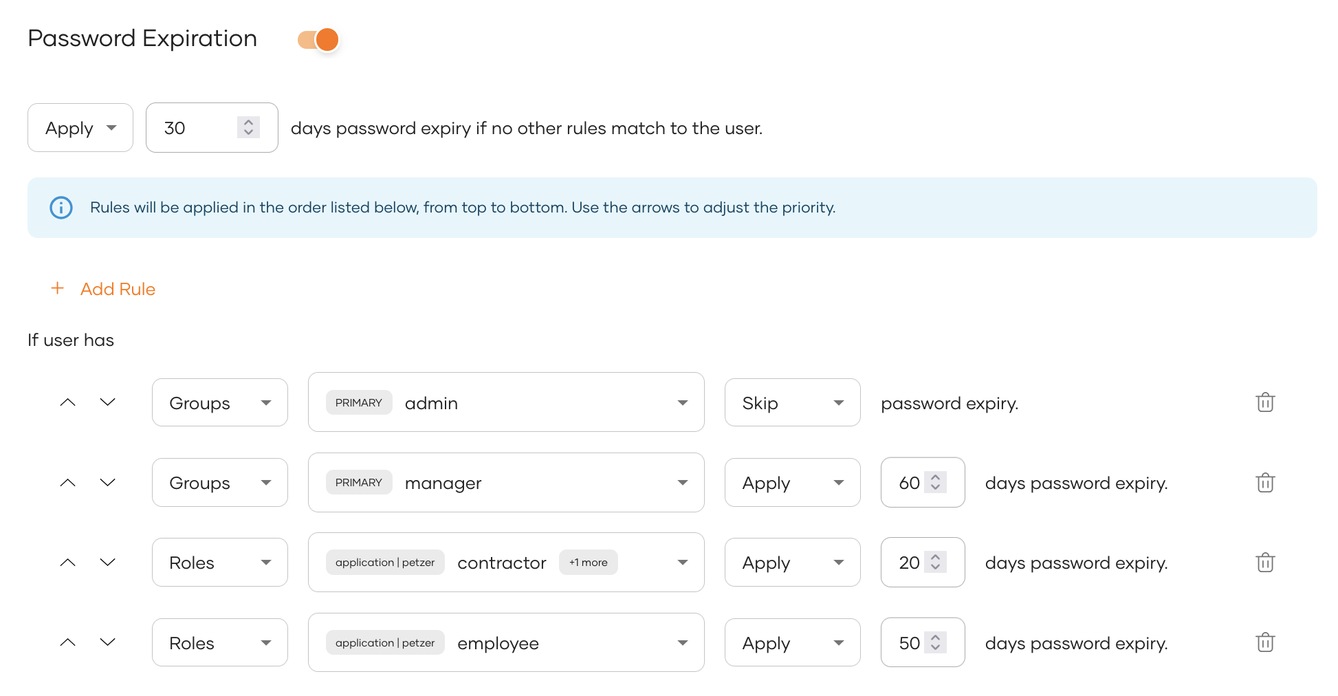 Rule-Based Password Expiration