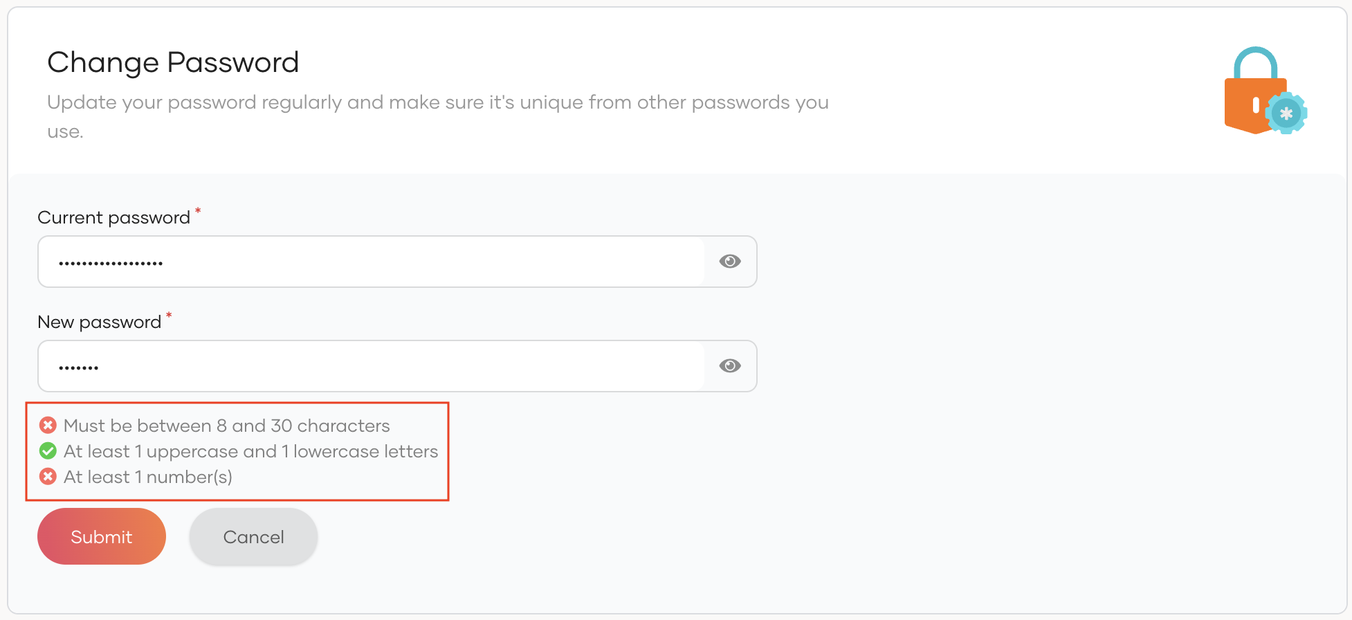 Try out password input validation