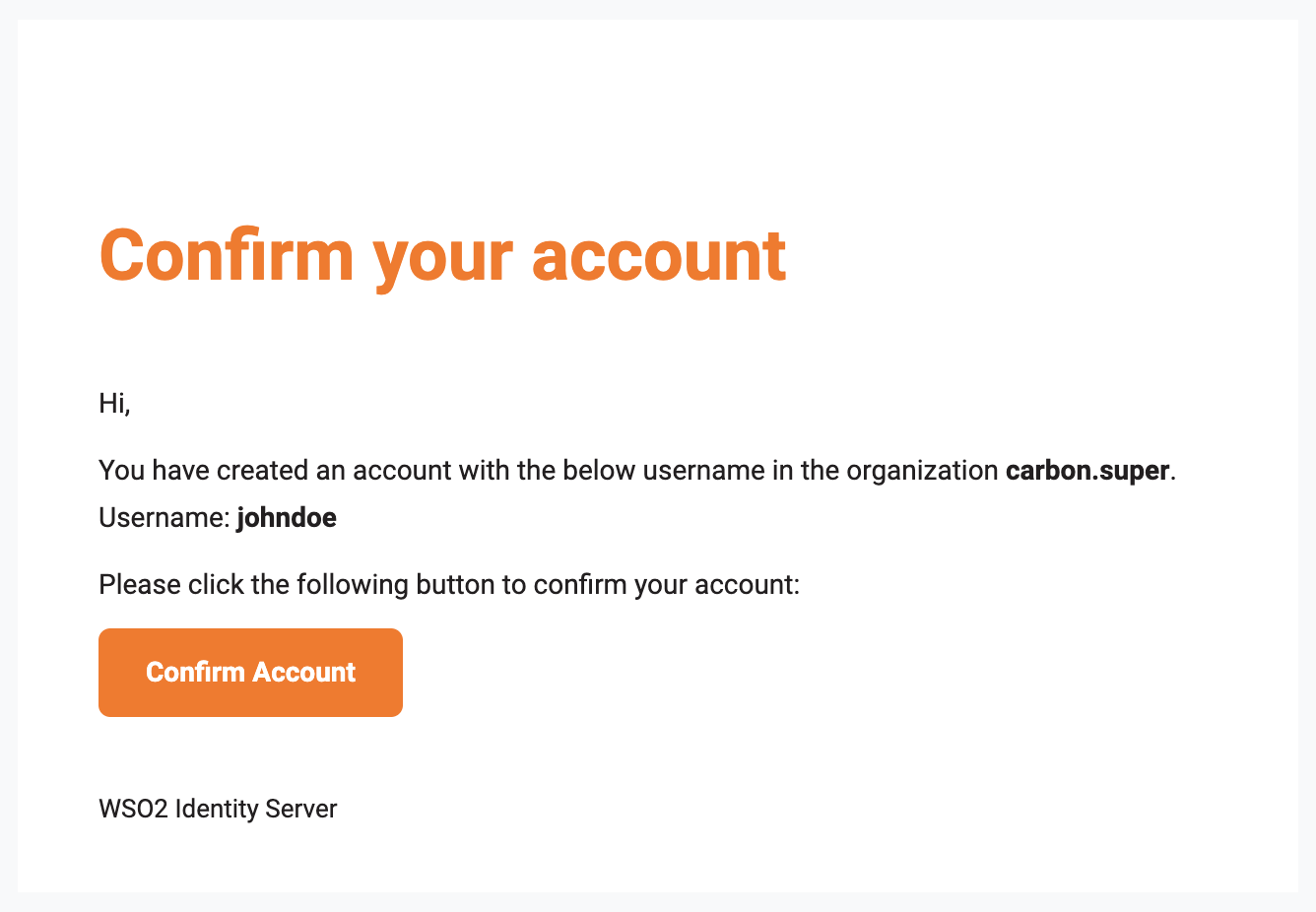 Account verification email notification