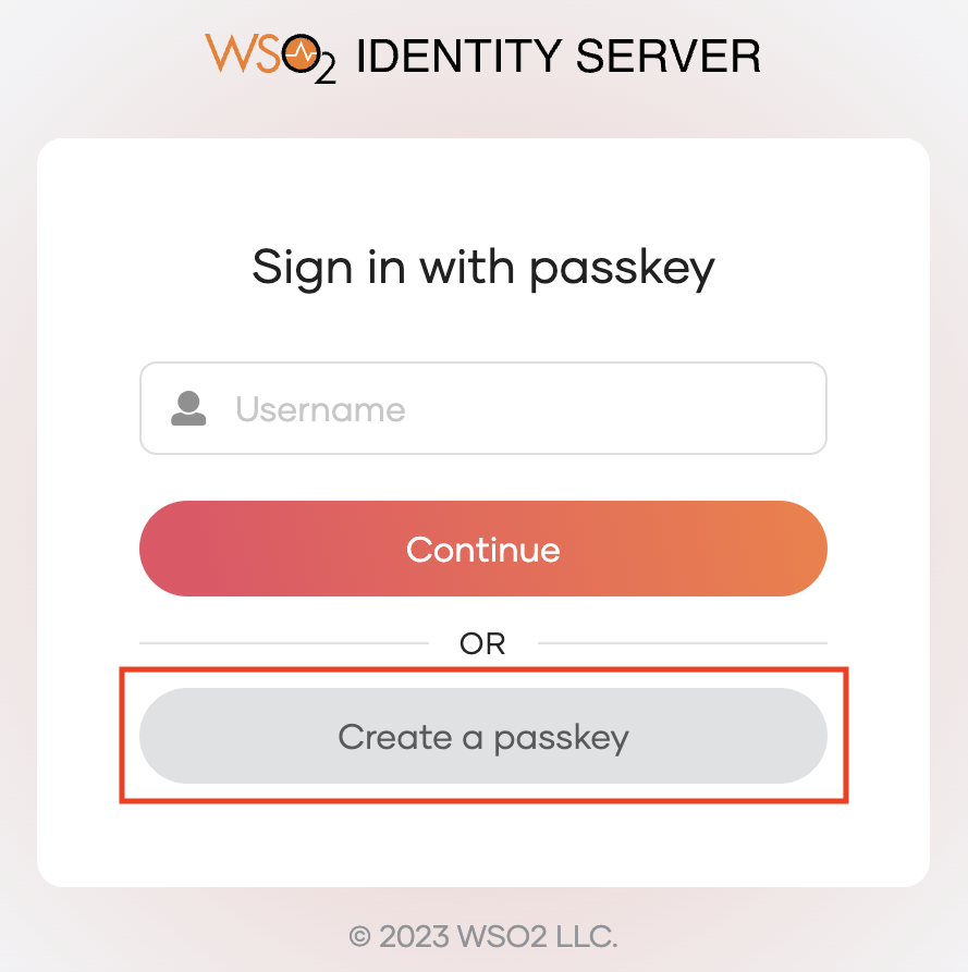 Create a passkey in WSO2 Identity Server