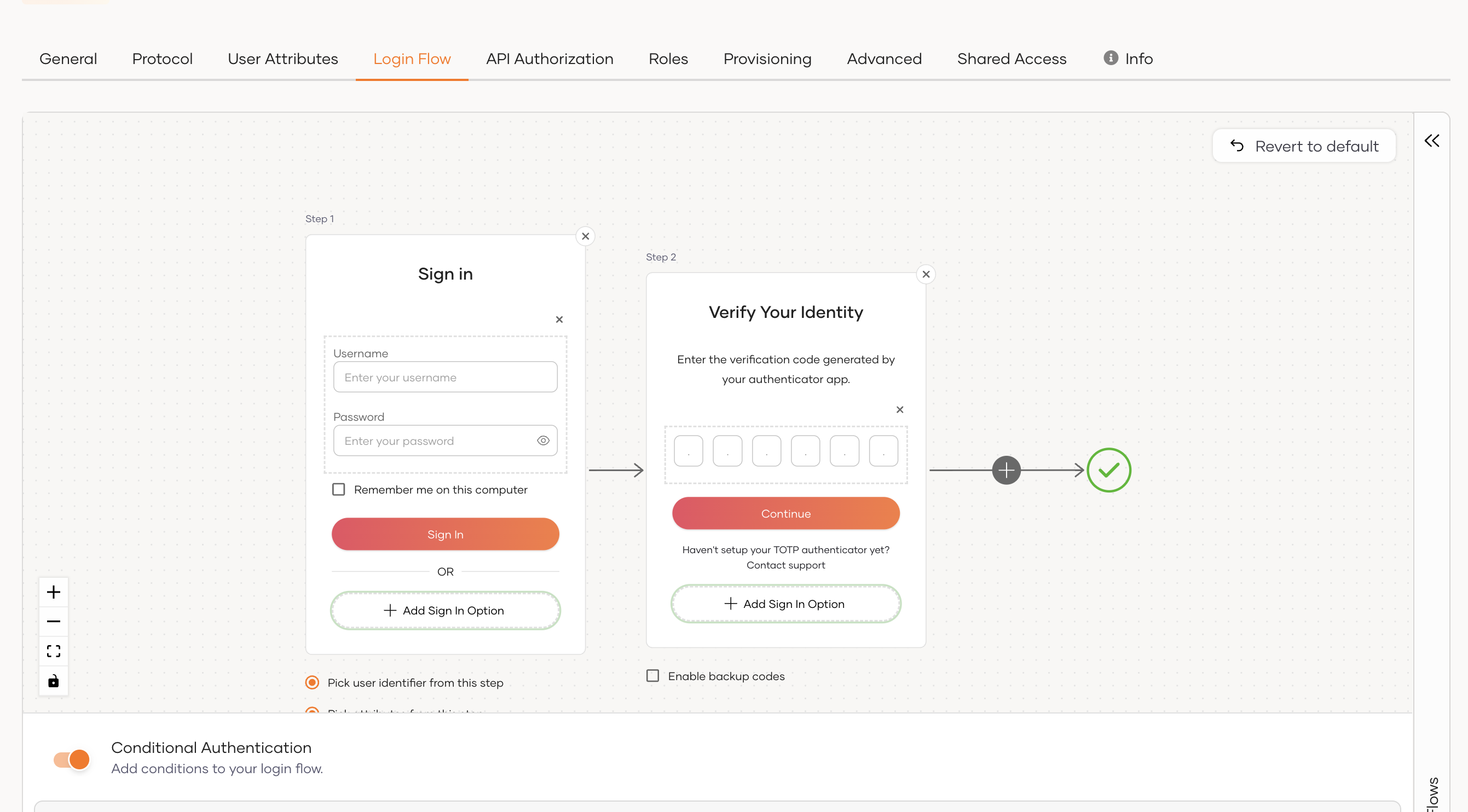 TypingDNA configure two authentication steps