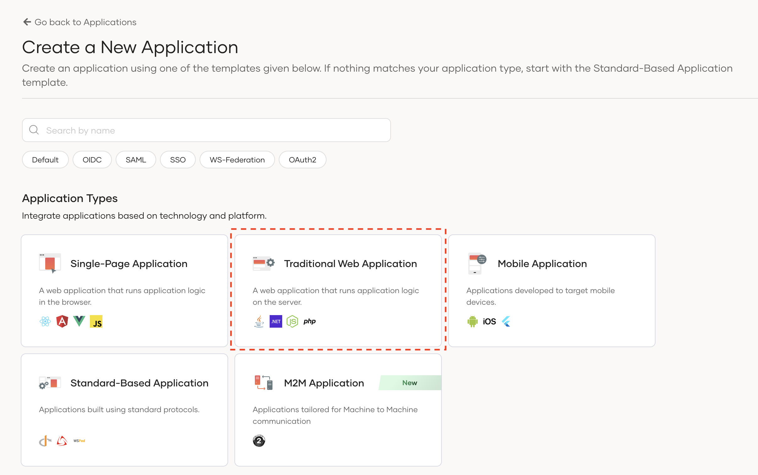 Select Traditional Page Application