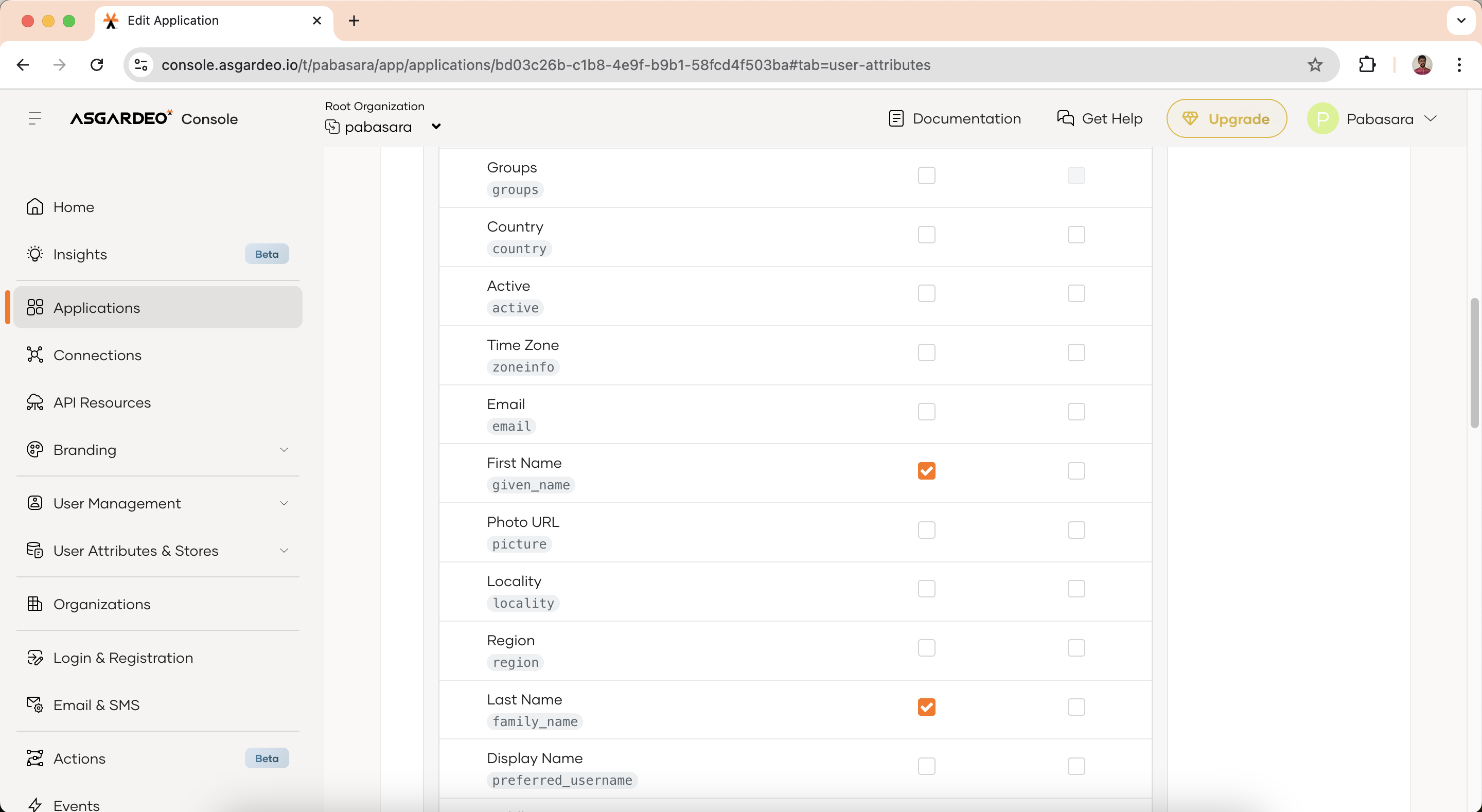 Configure user attributes