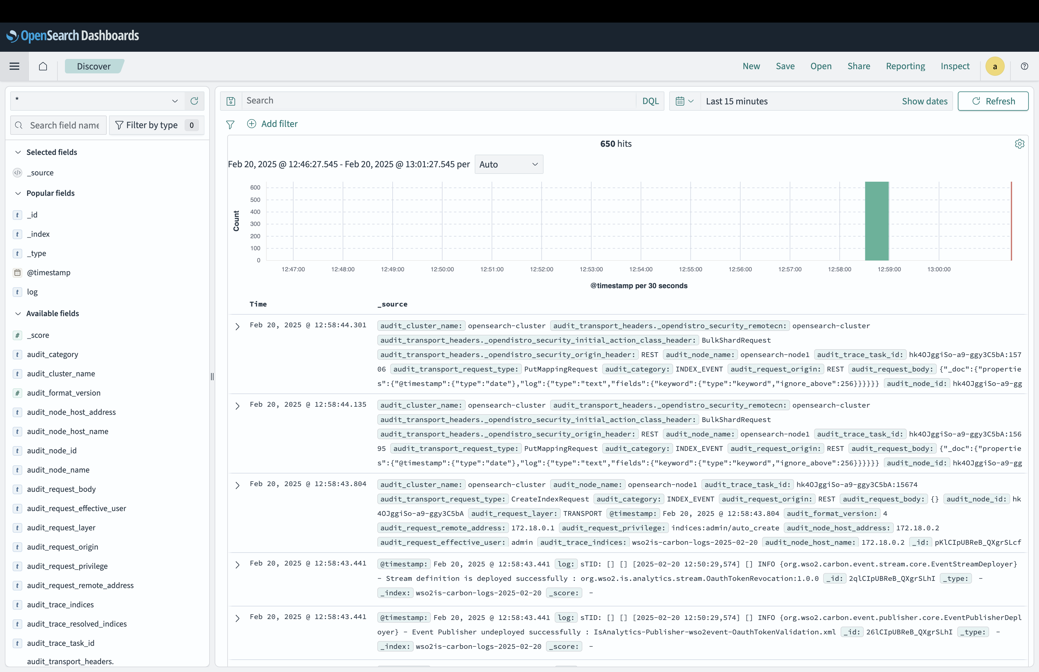View Opensearch logs