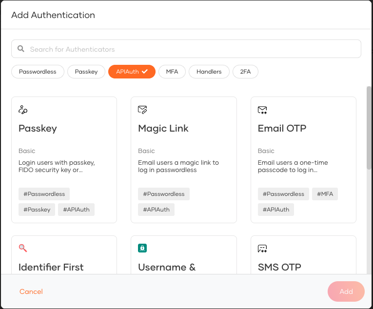 Supported authentication options
