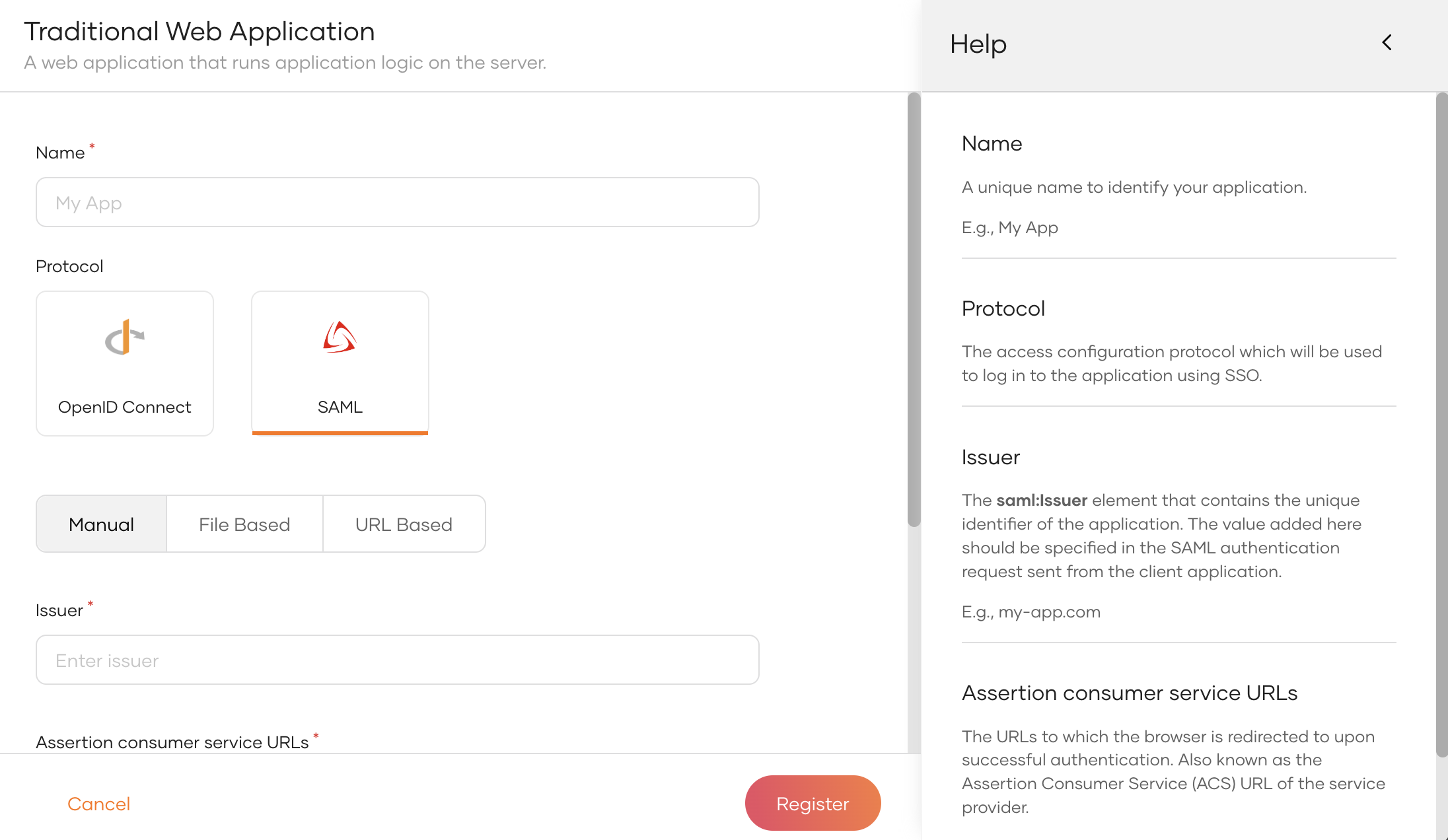 Register SAML app
