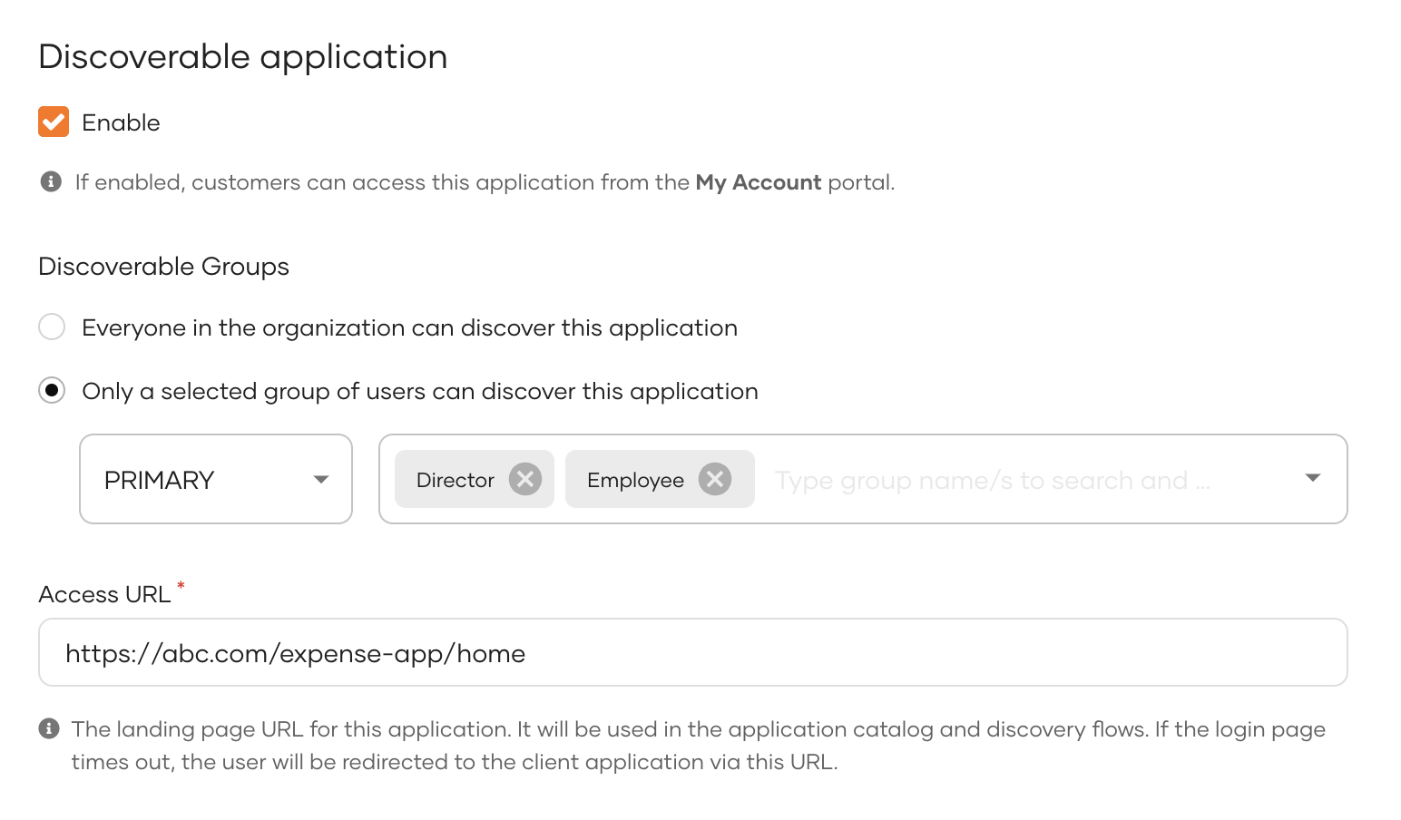 Make an application discoverable