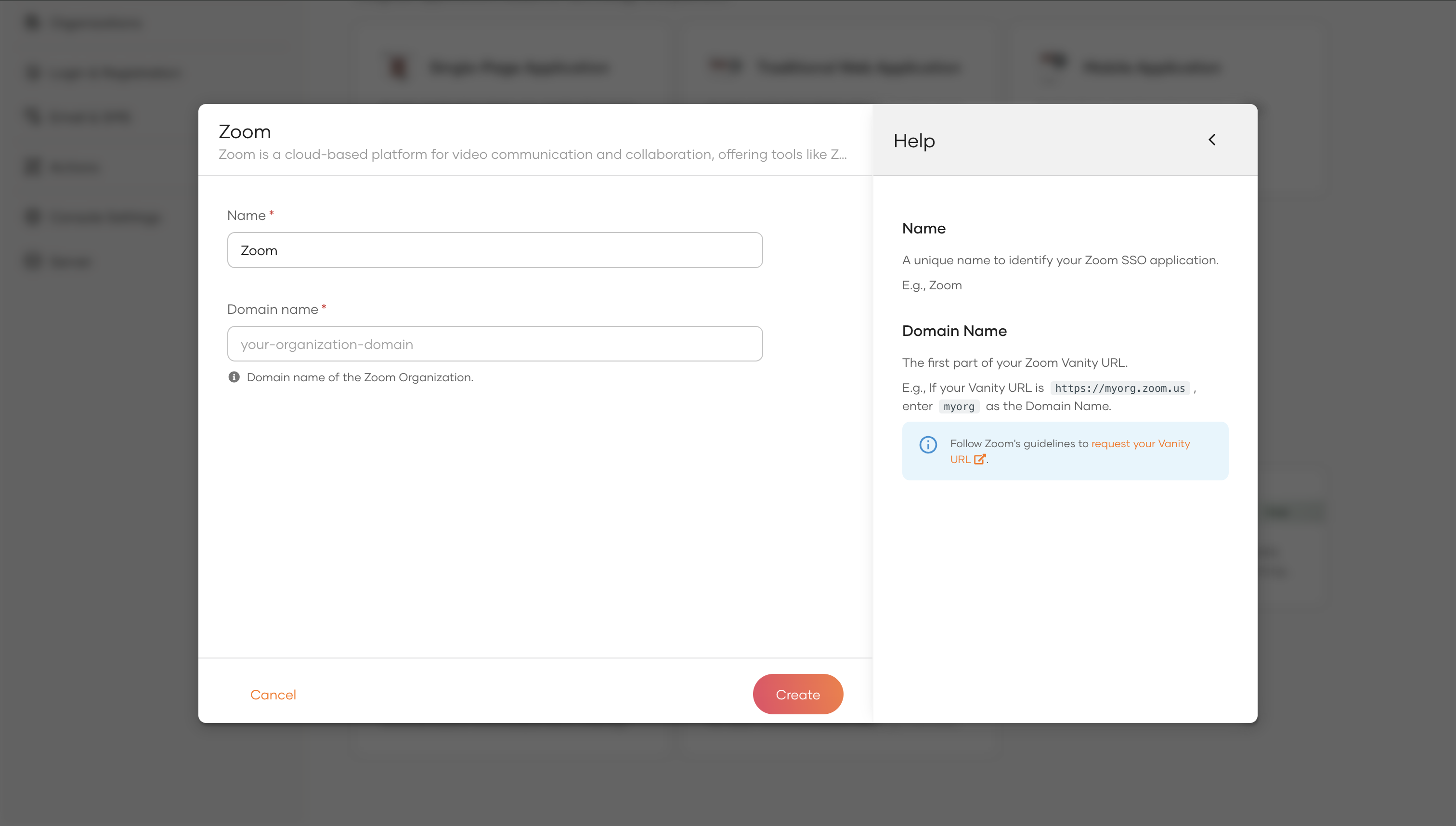 Select Zoom workspace app in the WSO2 Identity Server