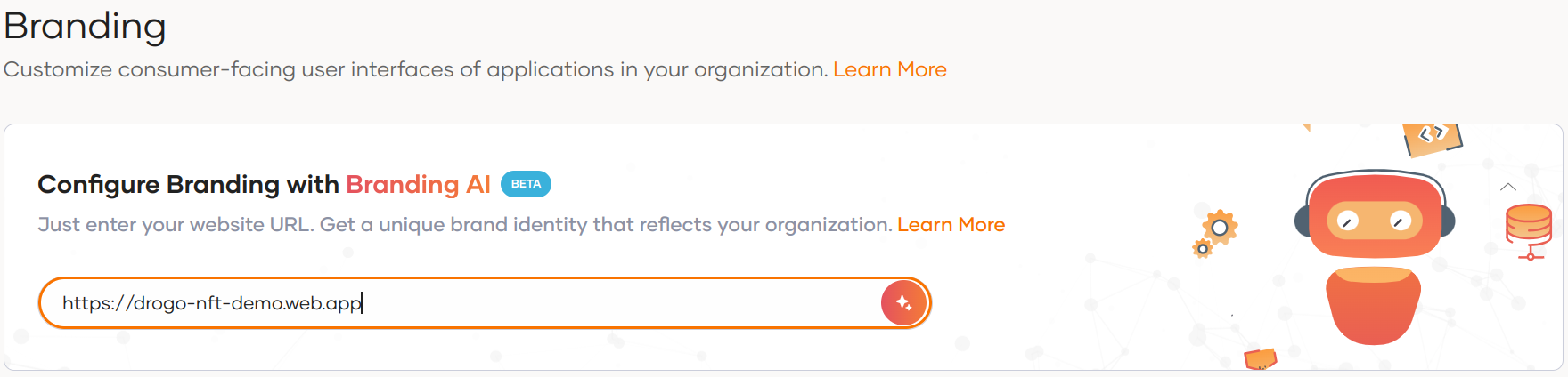 AI Branding URL input