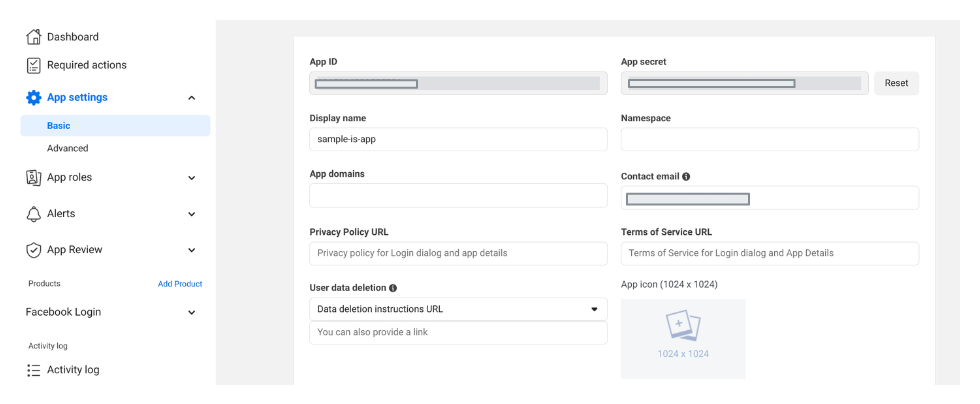 Get AppID and Secret from Facebook