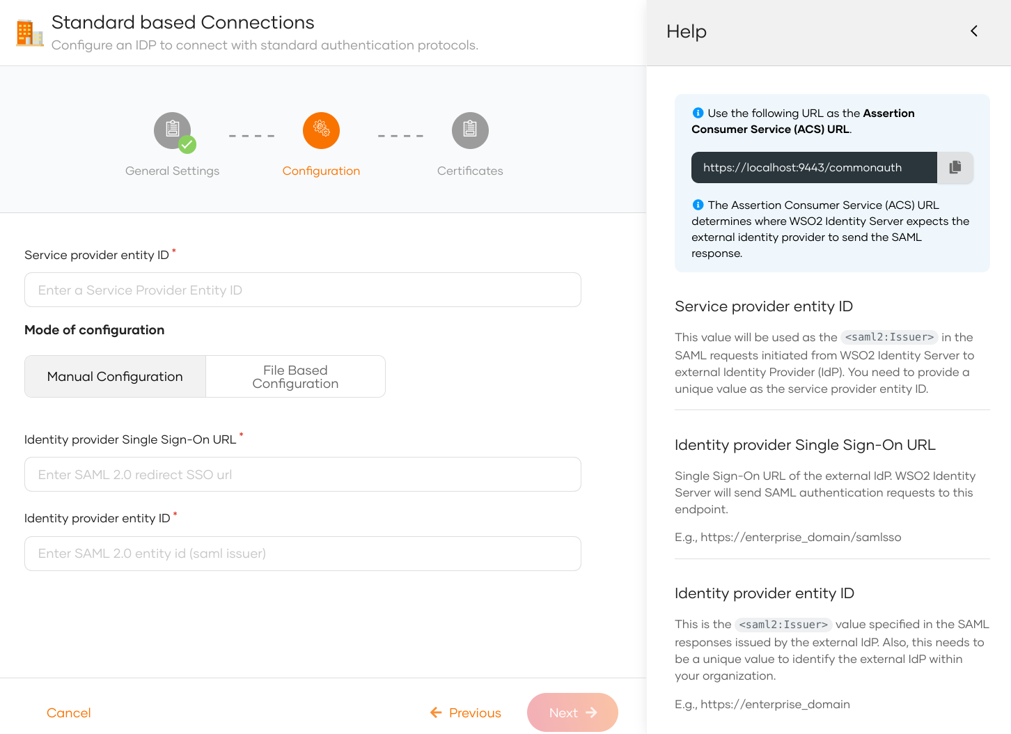 Create SAML Enterprise IDP with manual configurations
