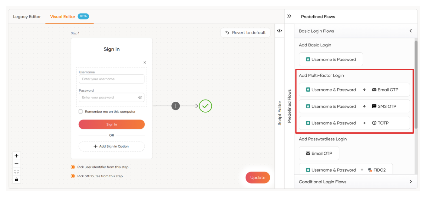 Configuring MFA in WSO2 Identity Server using the visual editor