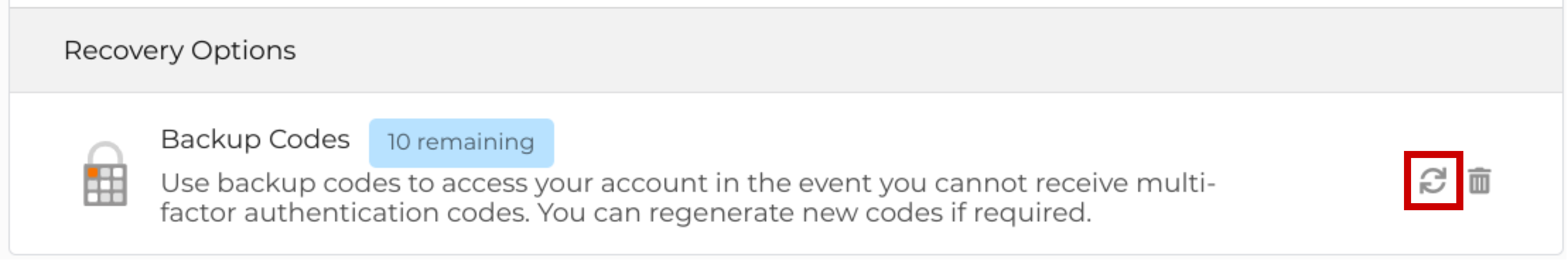 Regenerate backup codes