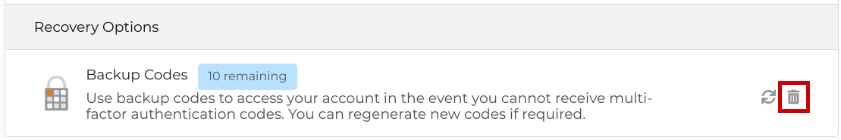Remove backup codes