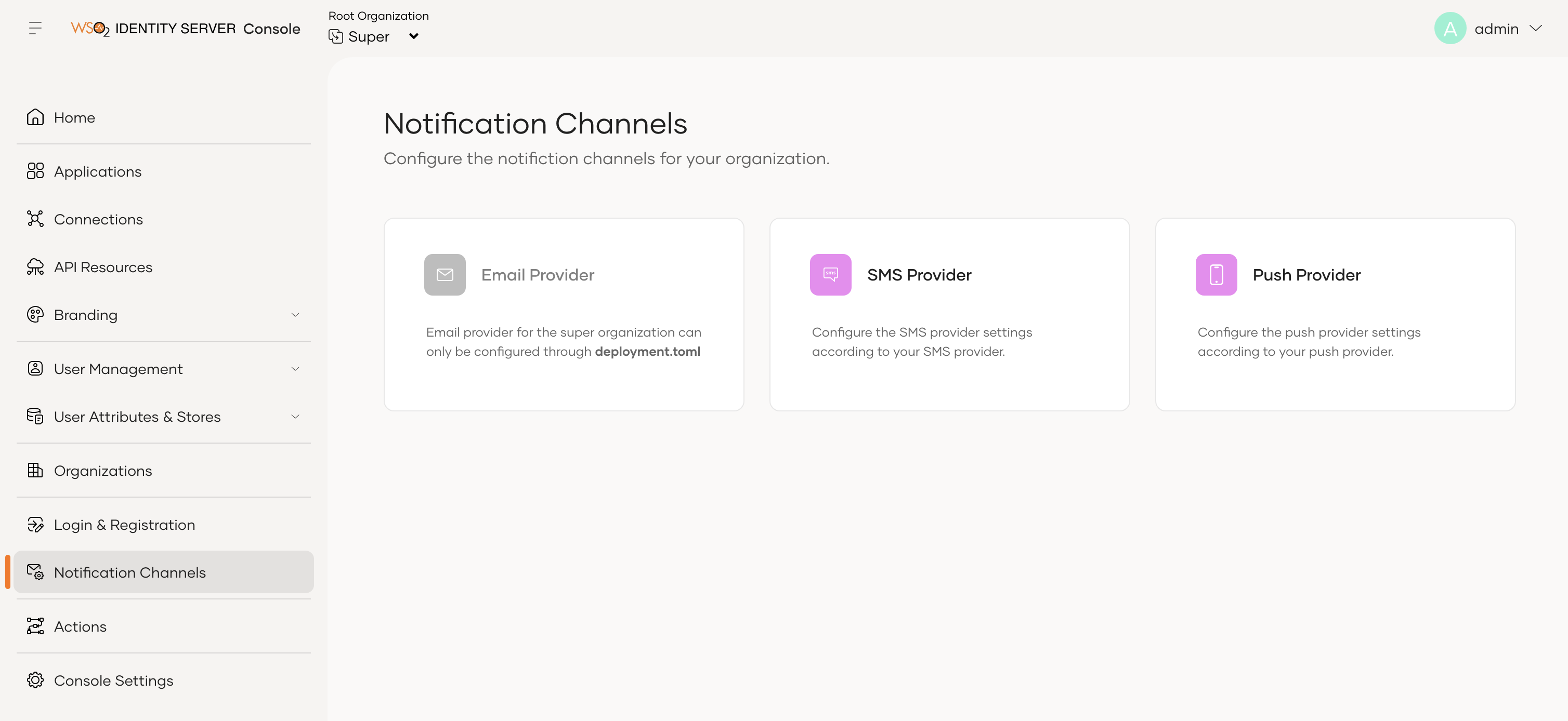 Notification channels page