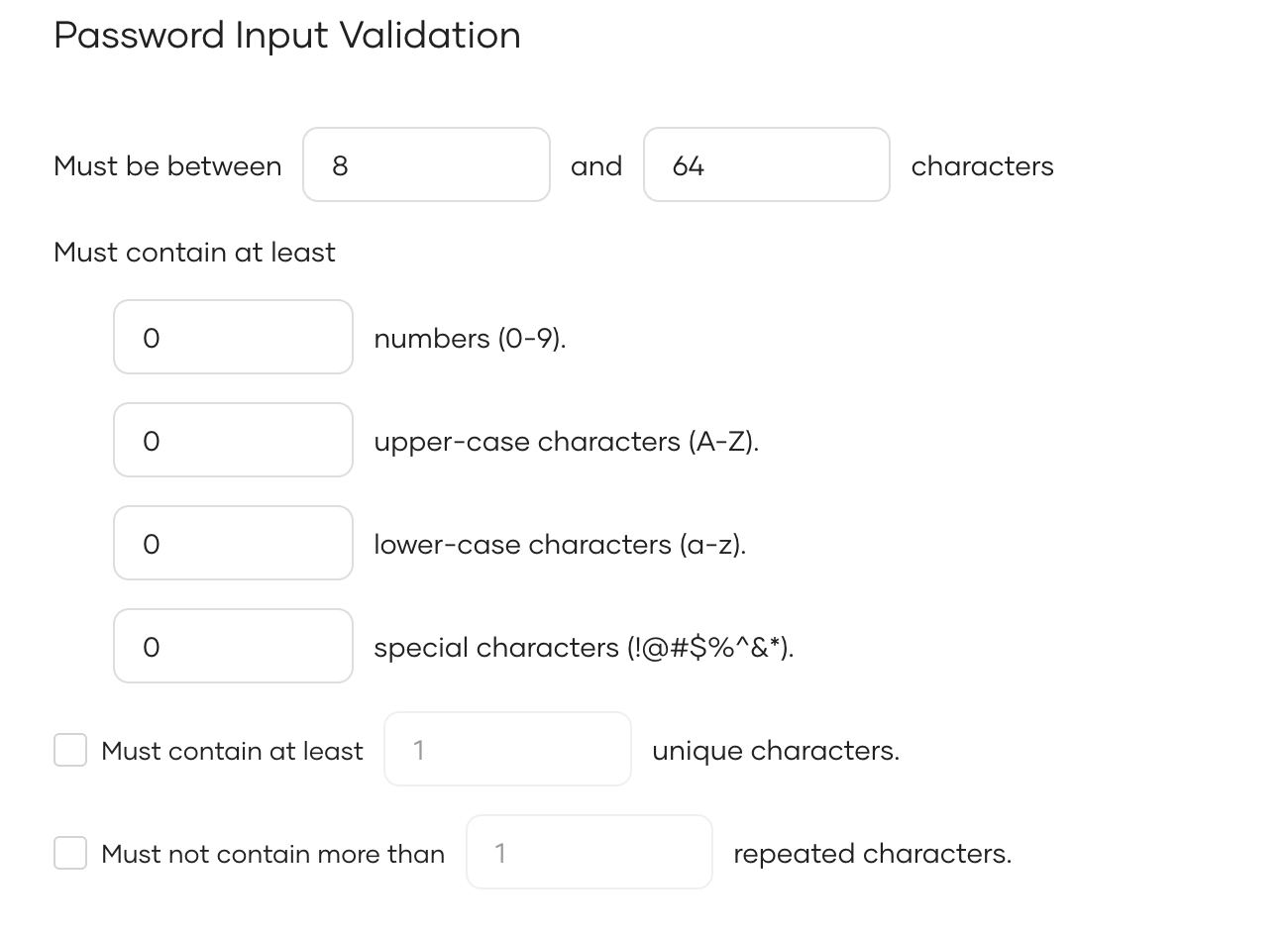 Password Input Validation