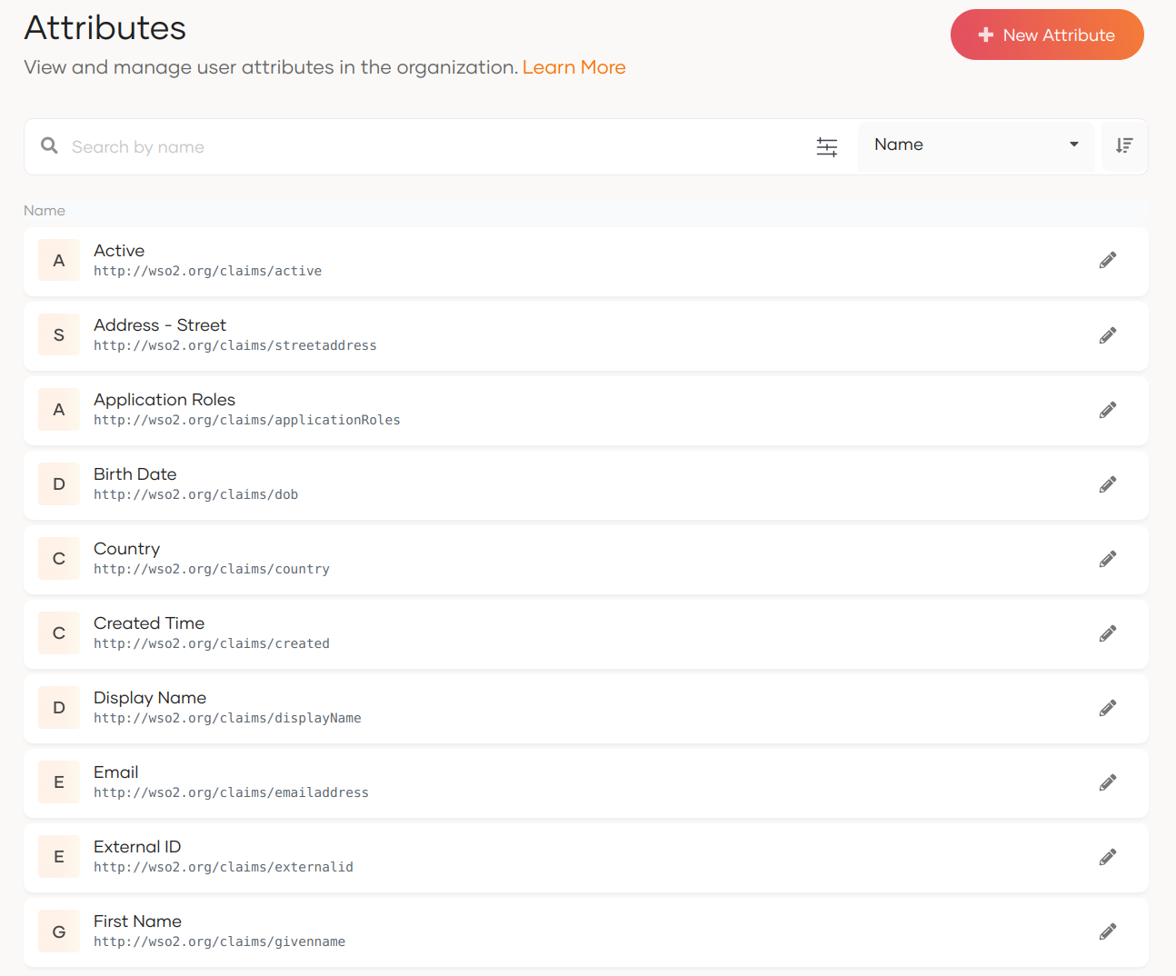 View attributes