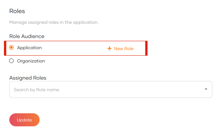 Create Application Roles - Initial view