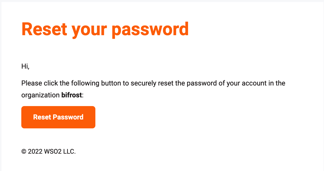 Reset password email