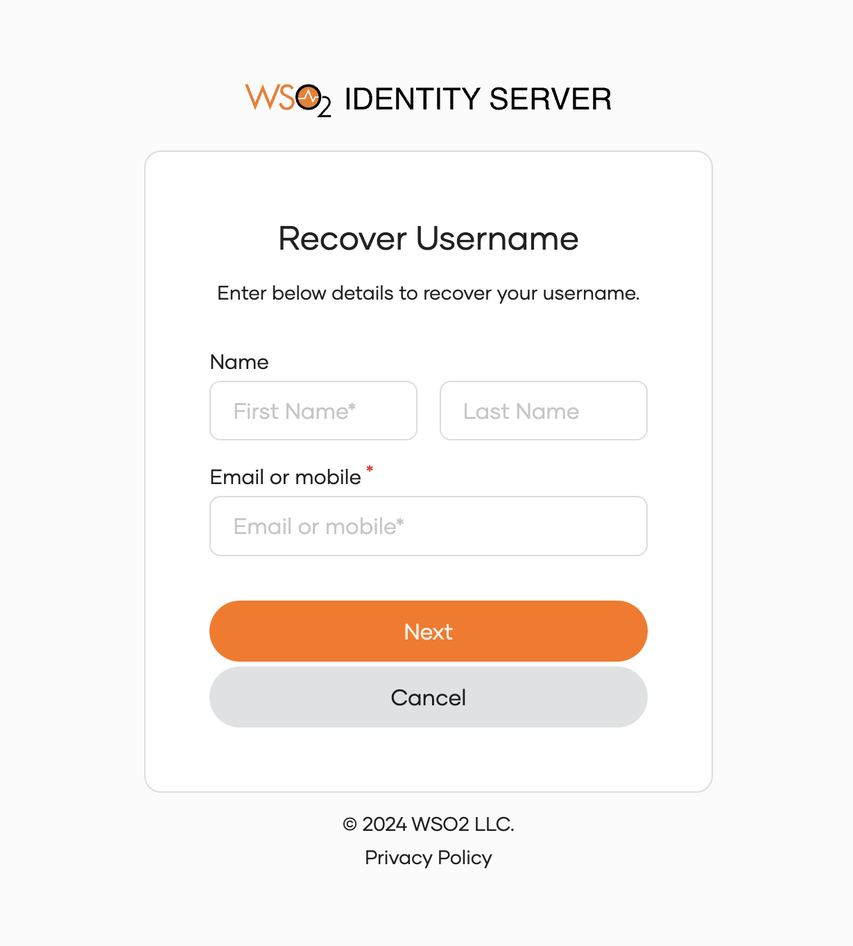 Username recovery claim