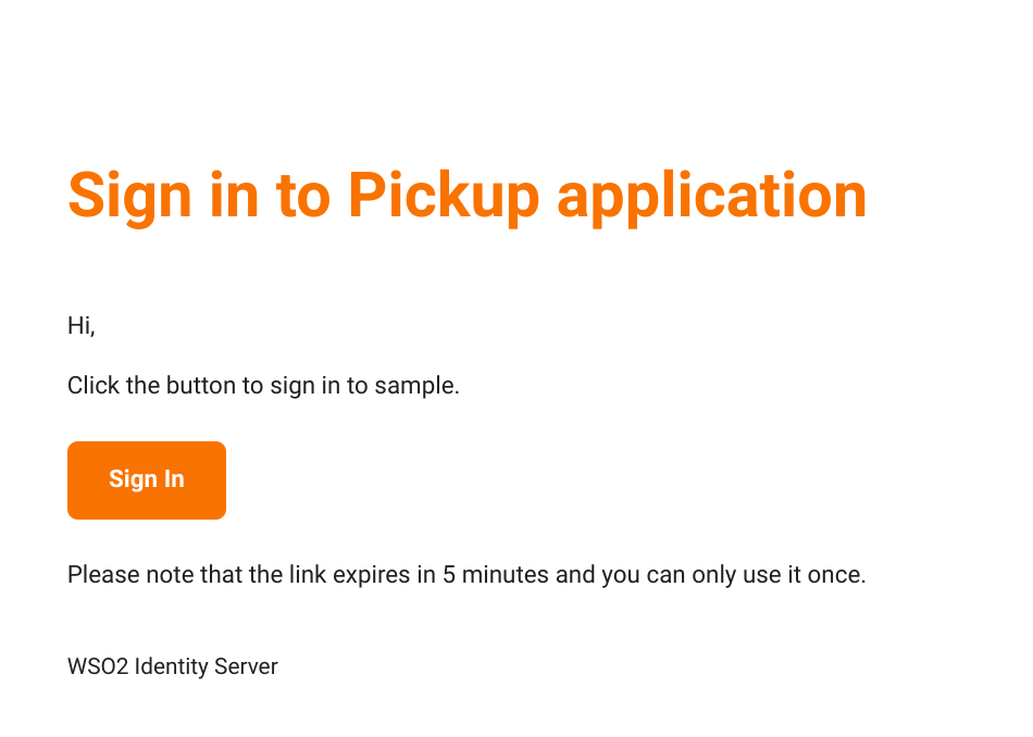 Magic link email
