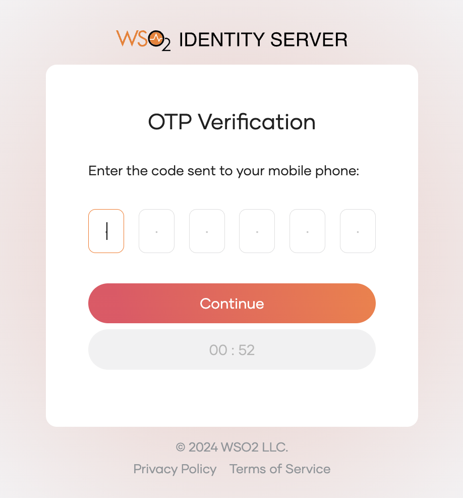 SMS OTP submit page