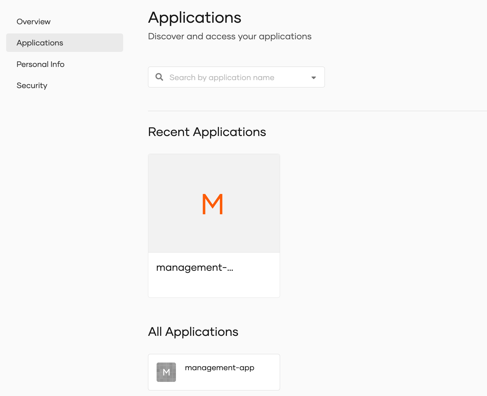 Discover applications in WSO2 Identity Server MyAccount