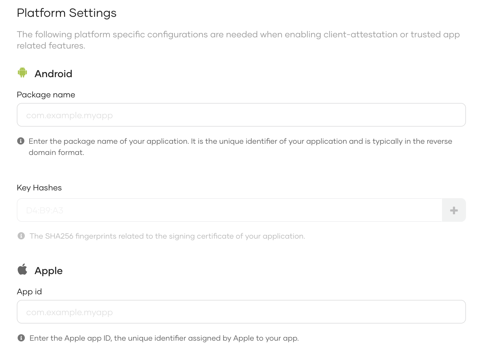 Platform settings