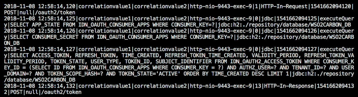 Correlation log screenshot