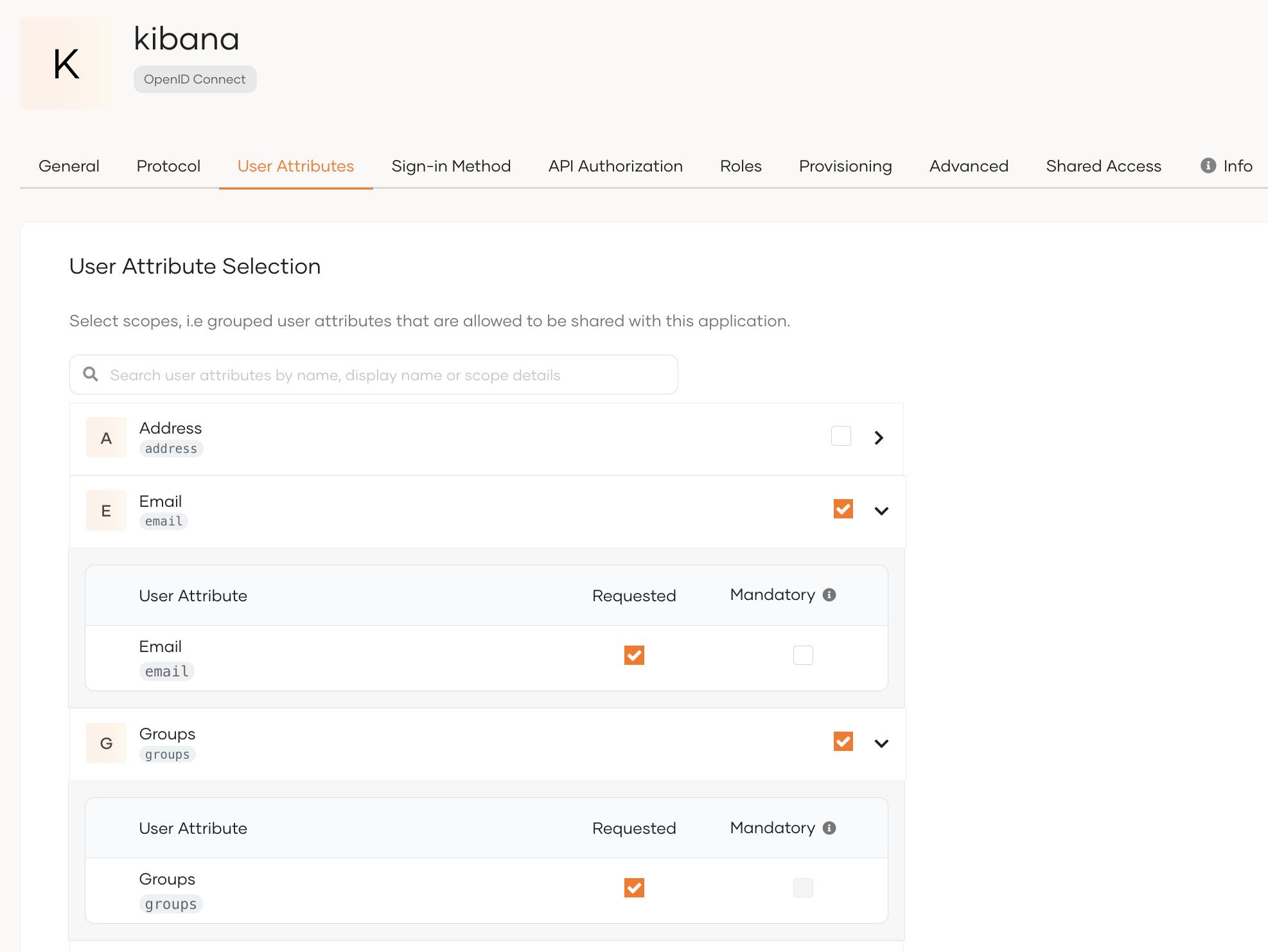 Allow to share attributes with the application