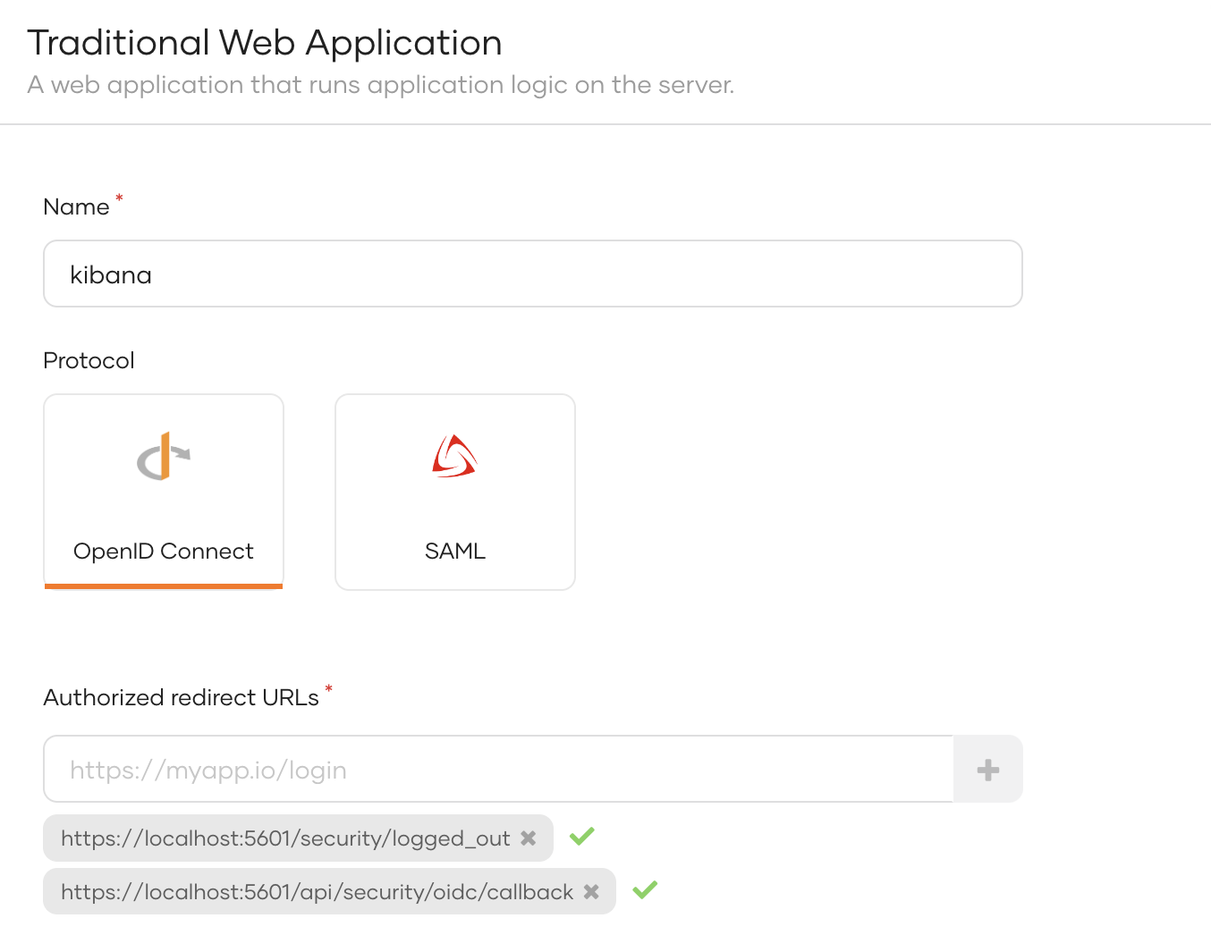 Register an application for Kibana