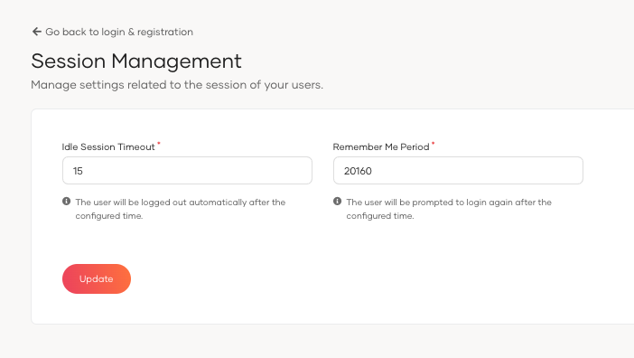 Session Management Configuration