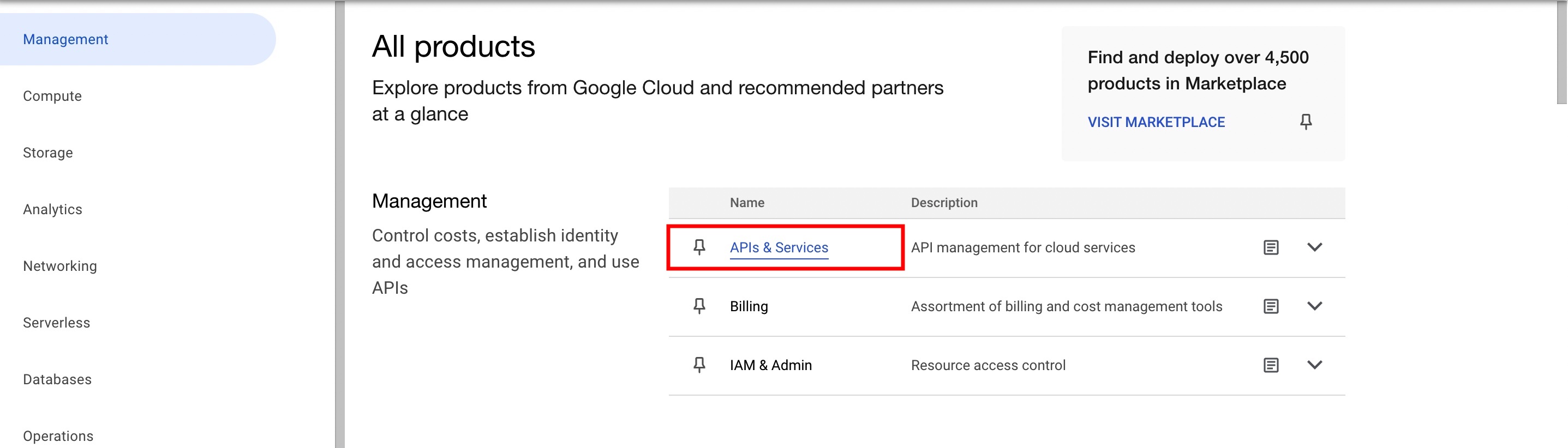 Select APIs & Services