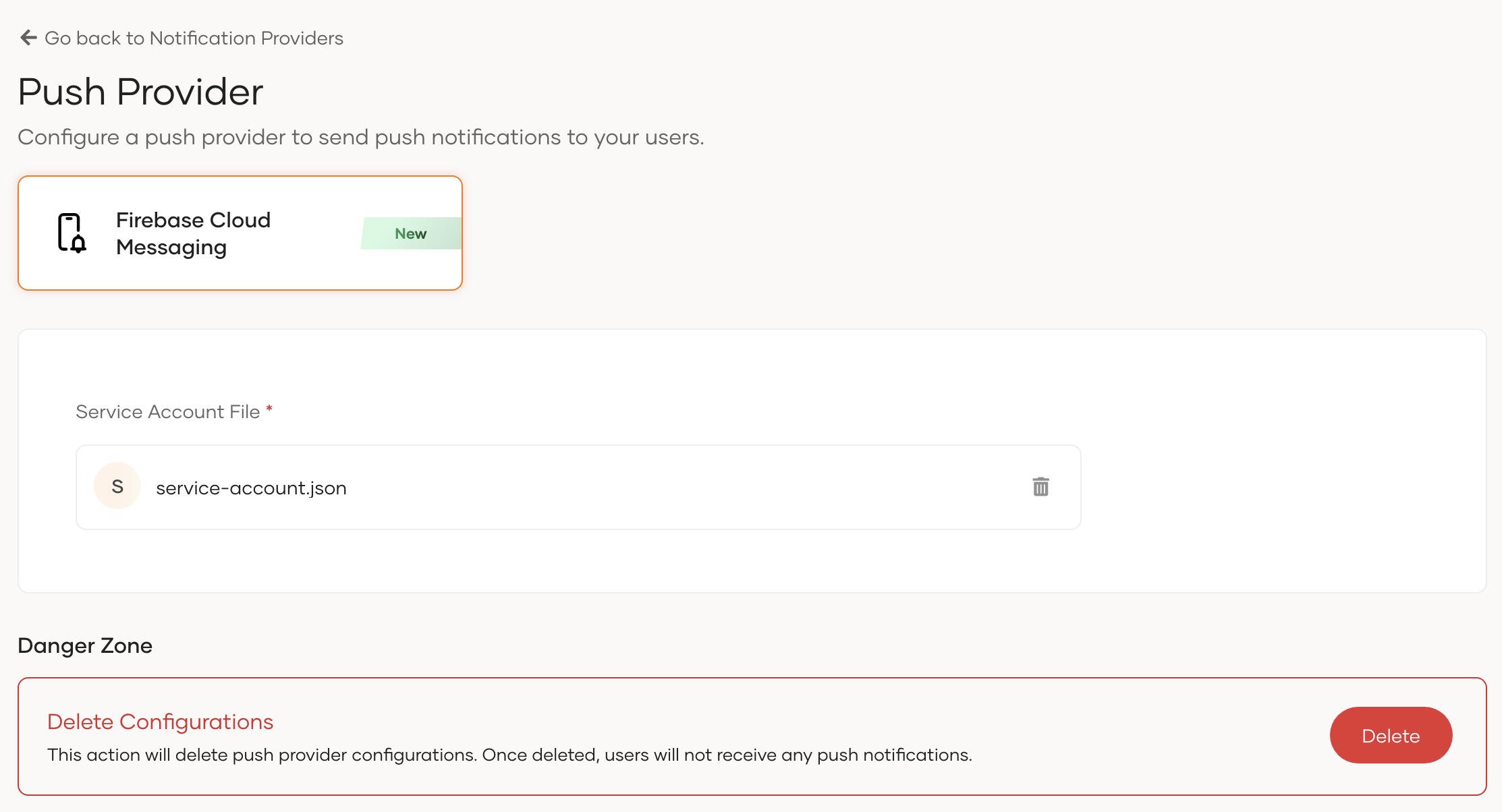 Update Push Provider