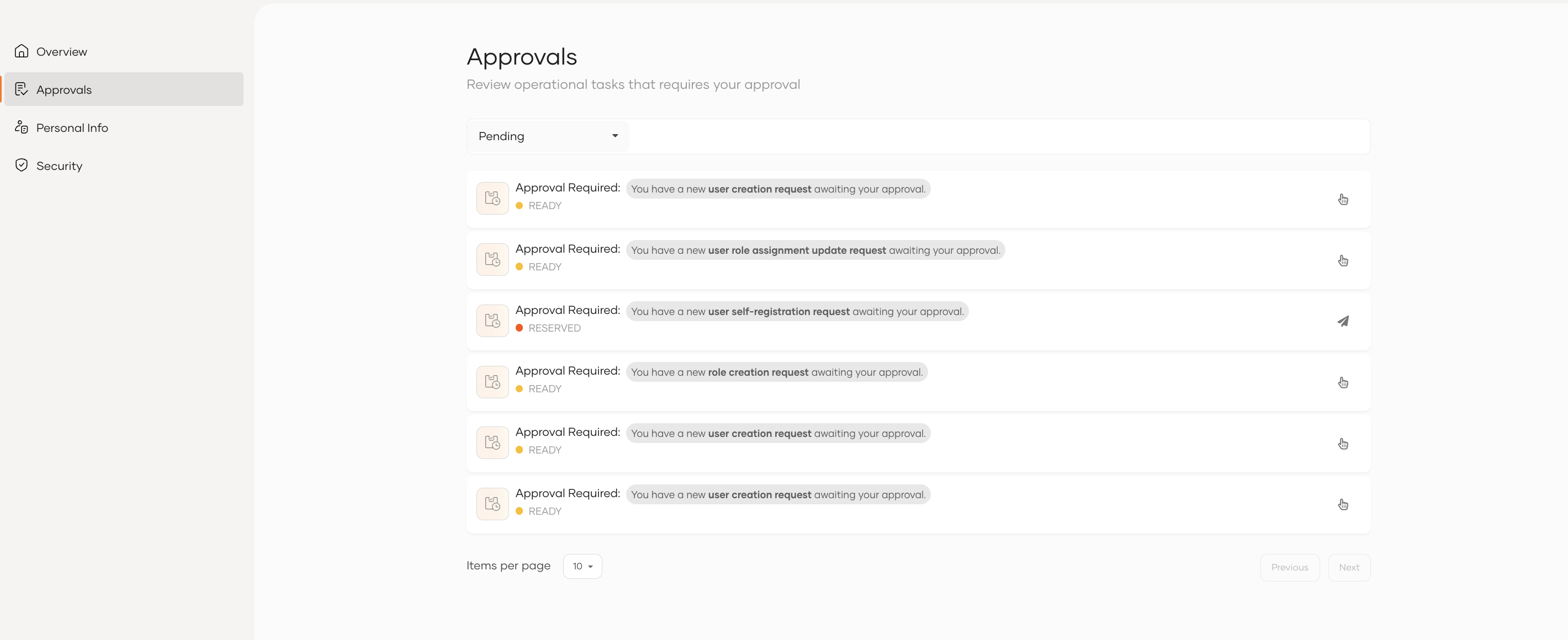 Workflow approval page