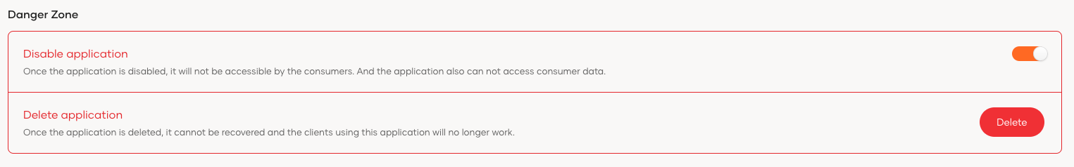 Disable an application