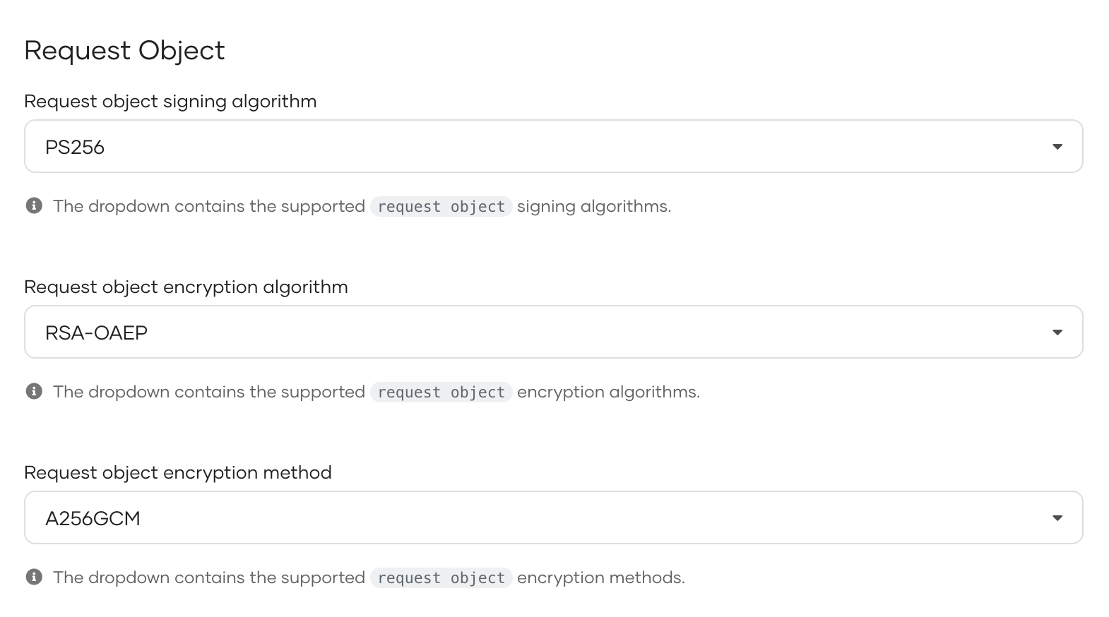 Choose fapi compliant request object configurations
