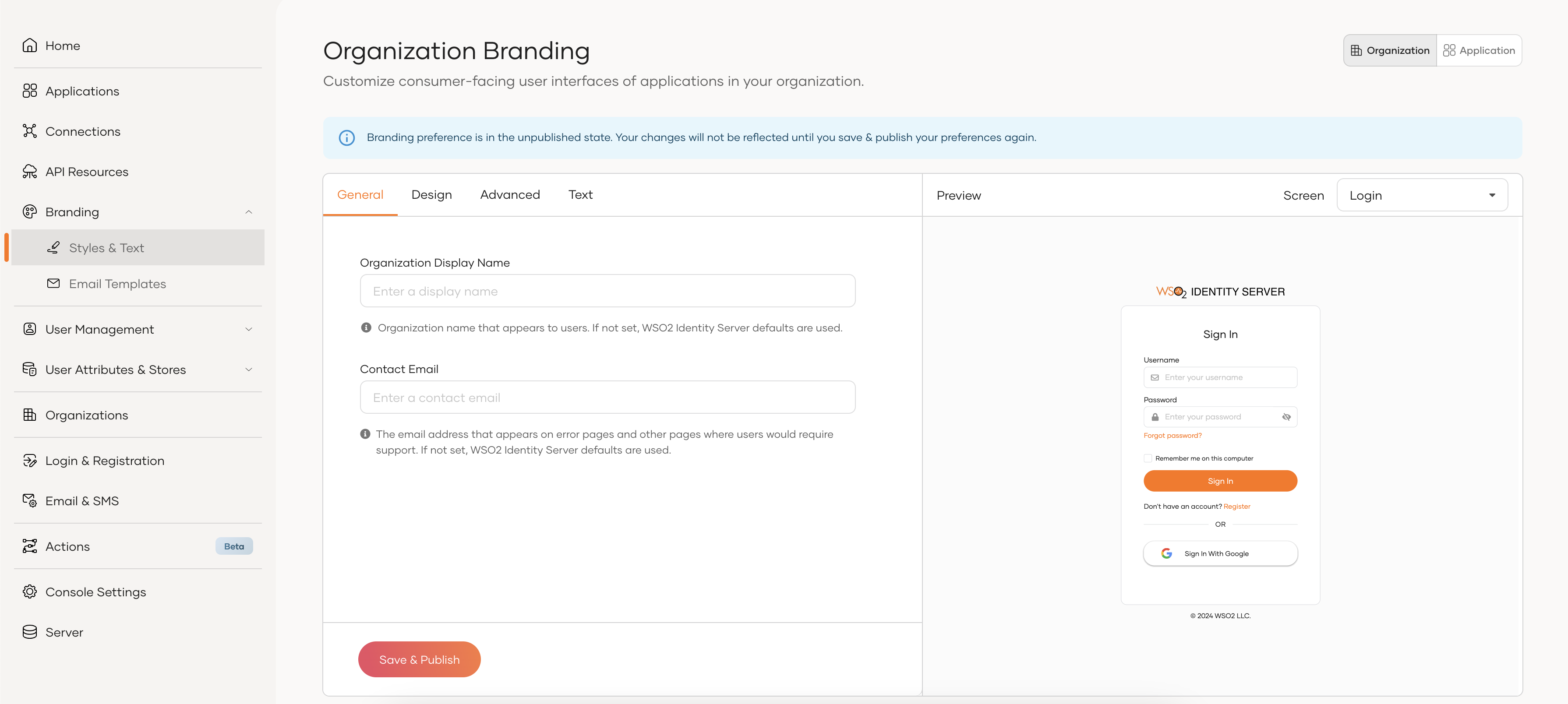 WSO2 Identity Server Console - Branding UI